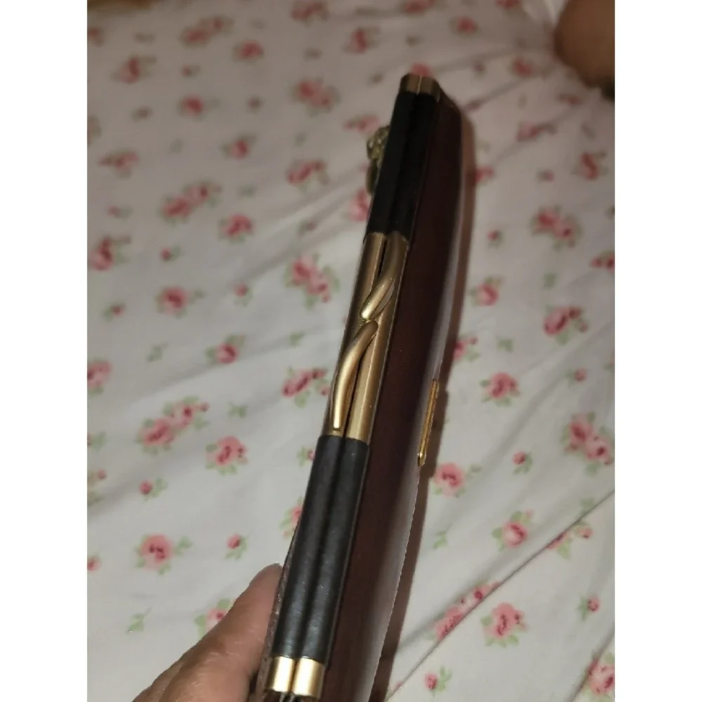 Classic Brown Leather Wallet with Gold Hardware 8